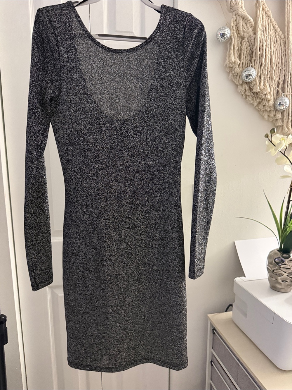 Divided Silver Metallic Long Sleeve Bodycon Dress
